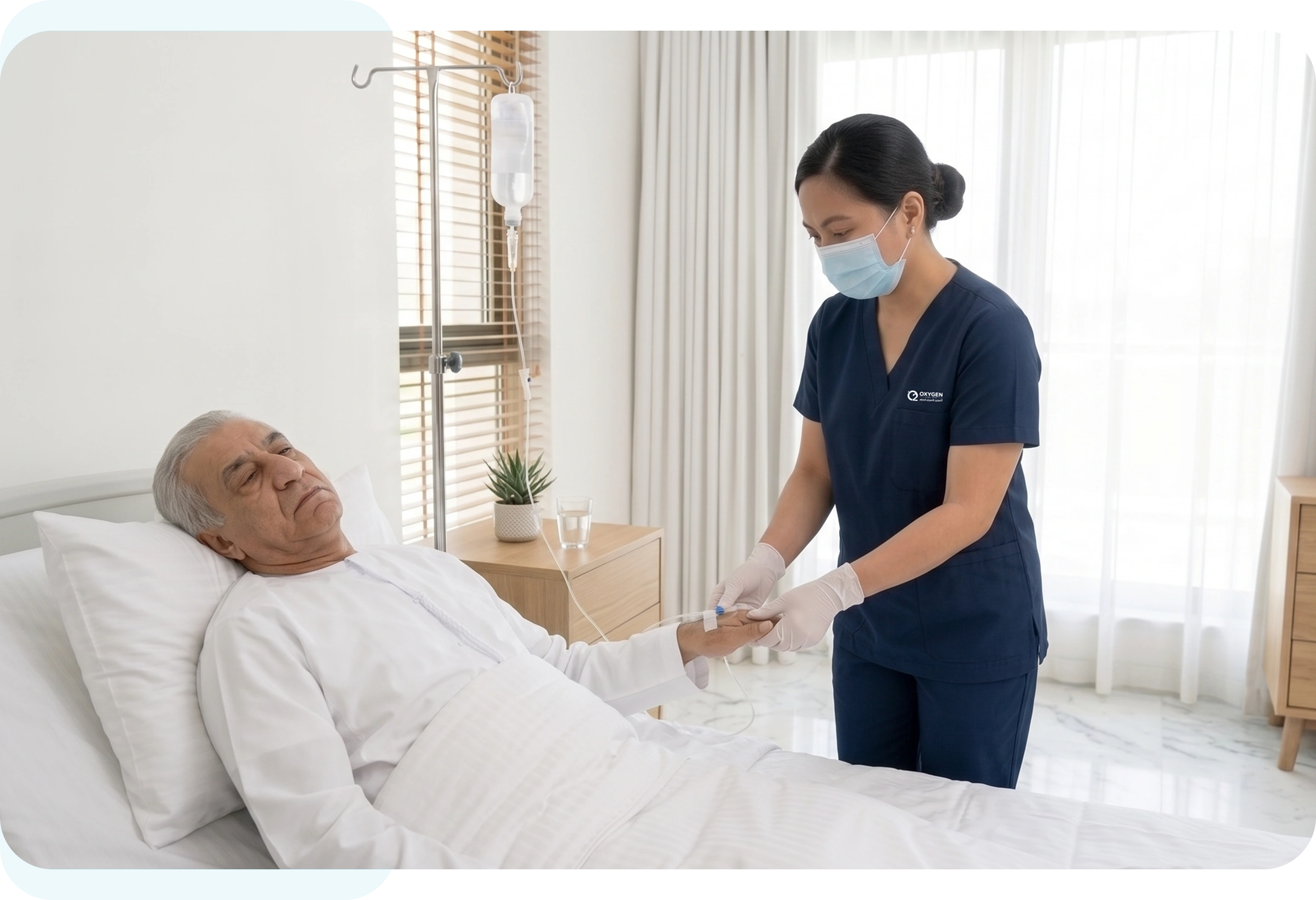Oxygen nurse reviewing a care plan with a patient at home